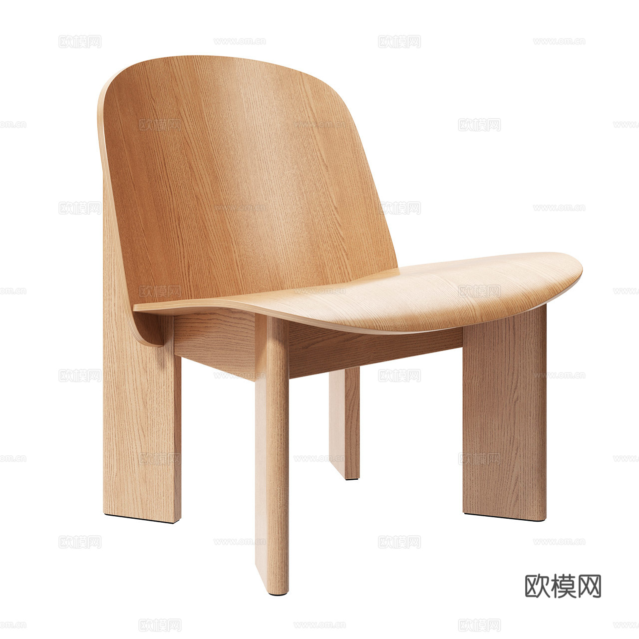 Hay 北欧休闲椅 极简休闲椅 木椅 实木休闲椅 原木休闲椅3d模型
