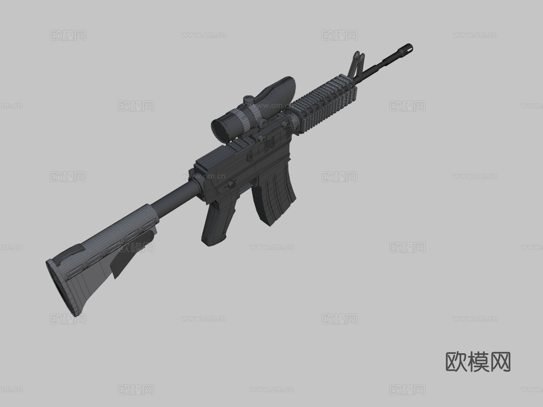 M4A1-ACOG(低多边形版)3d模型