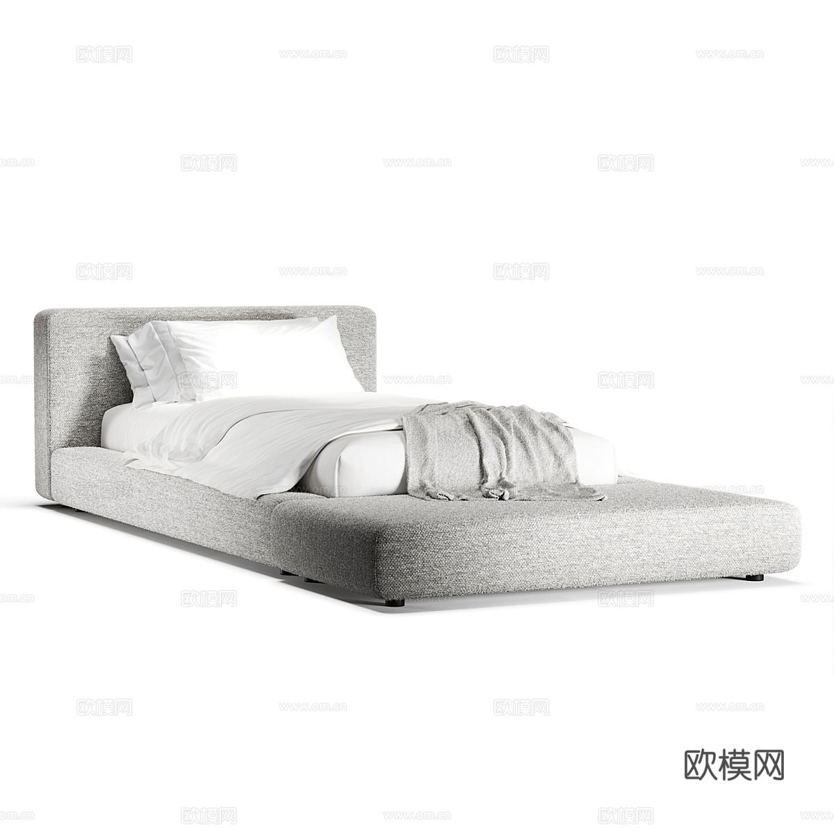 现代简约双人床 双人床 简约床 卧室床 抱枕3d模型