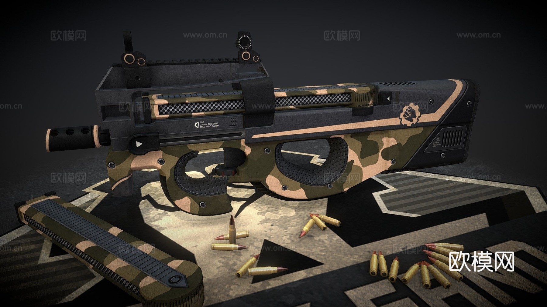 P90-黑沙3d模型