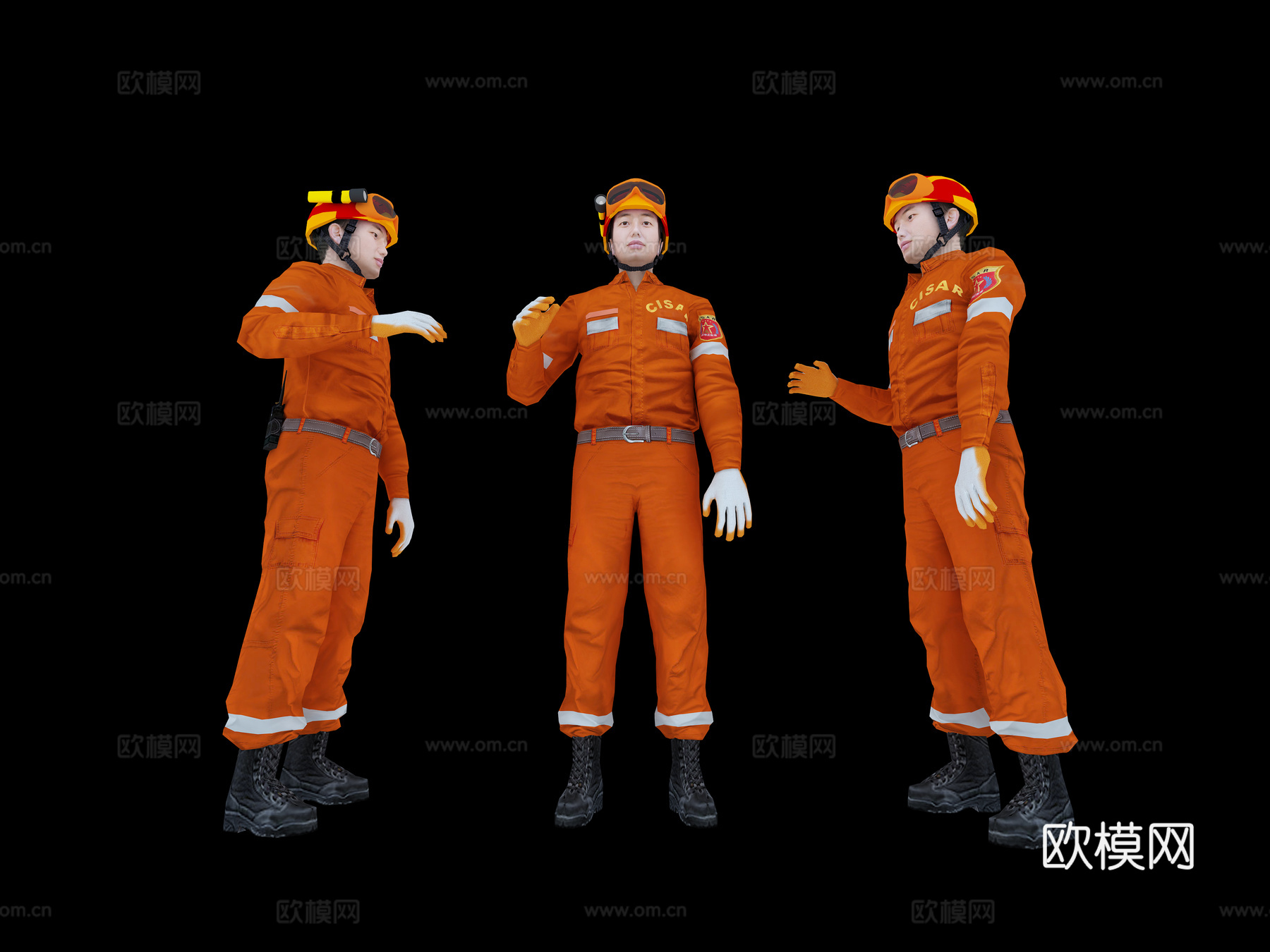 现代消防员  消防员3d模型