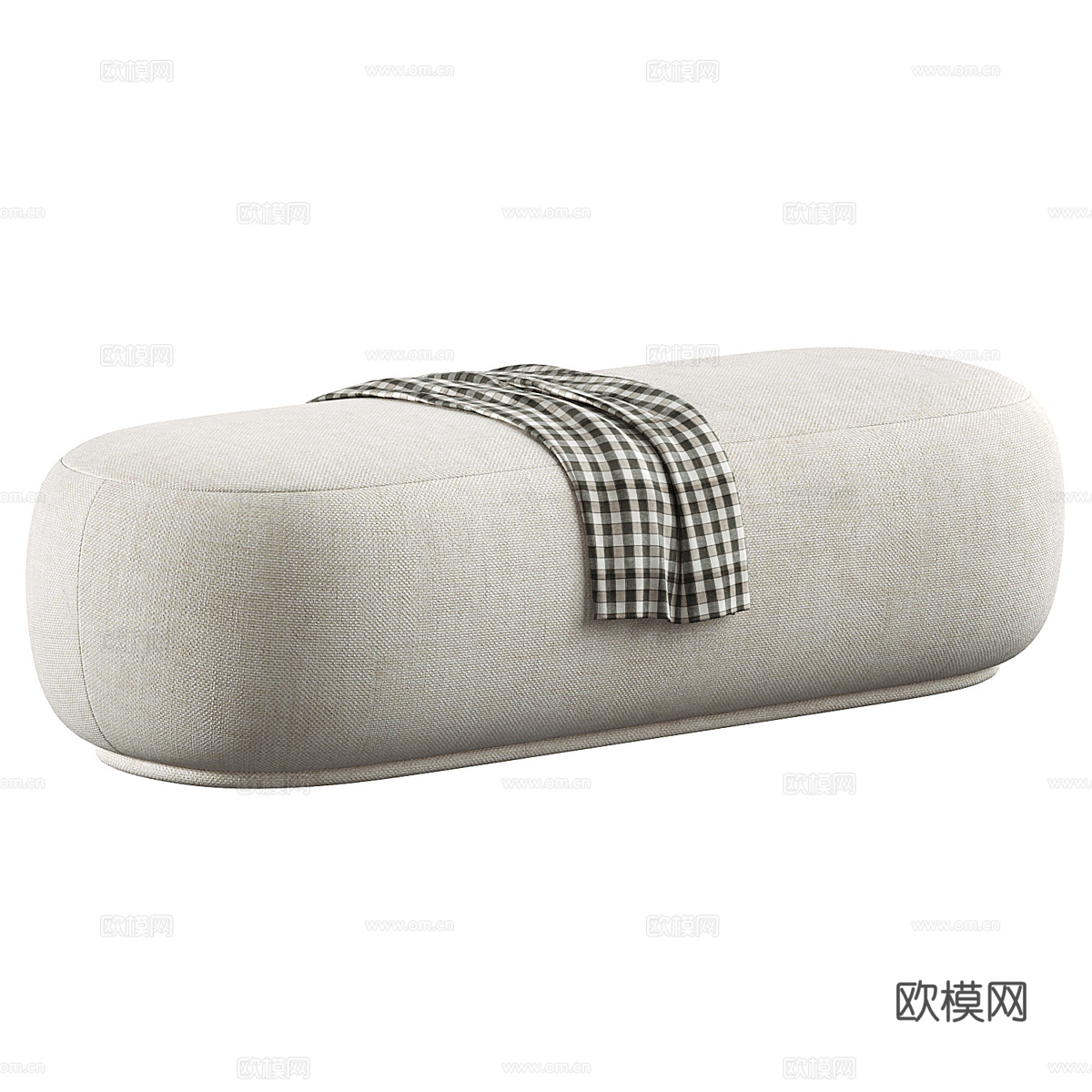 现代奶油风布艺长凳3d模型