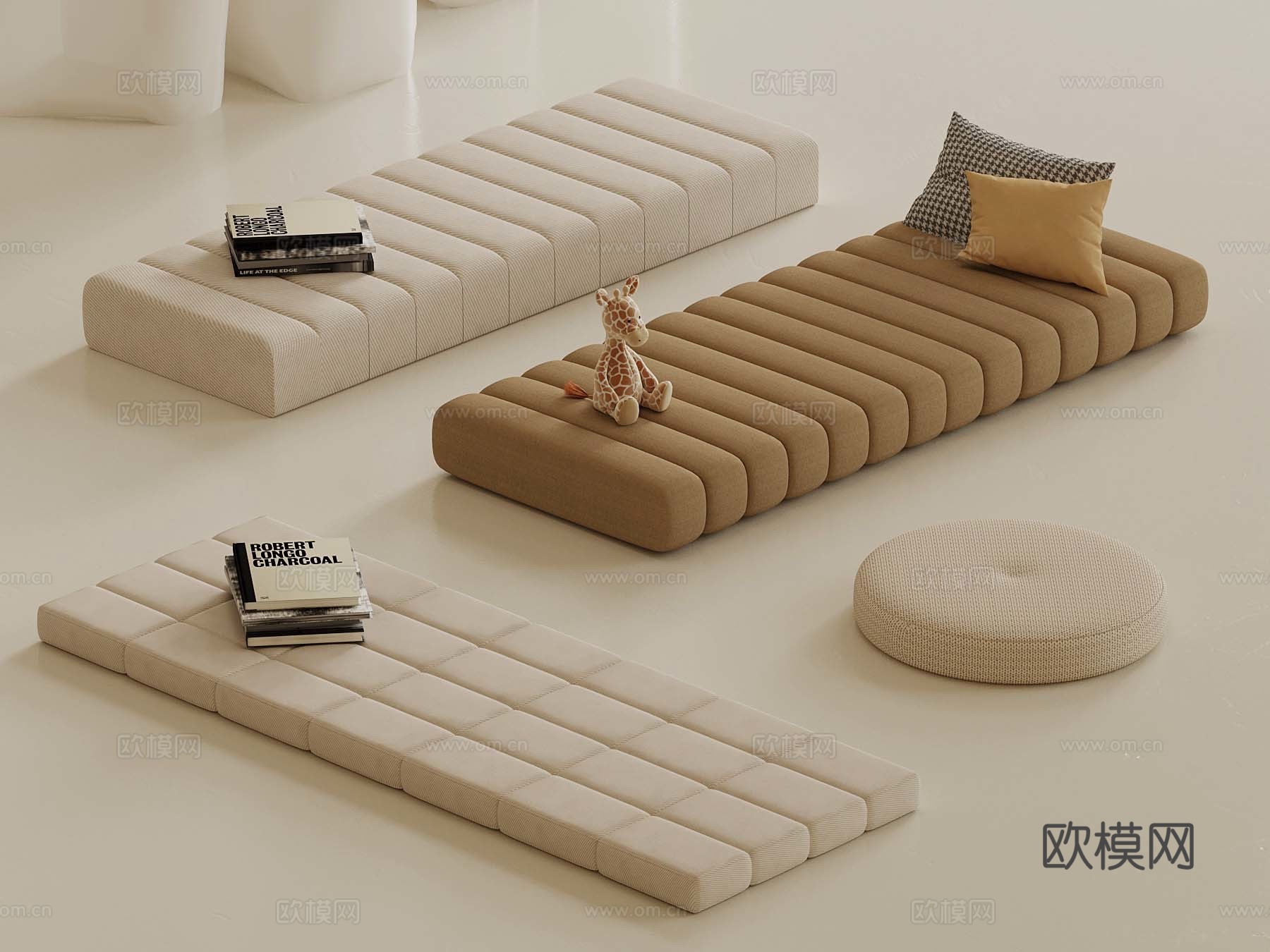 现代飘窗坐垫3d模型