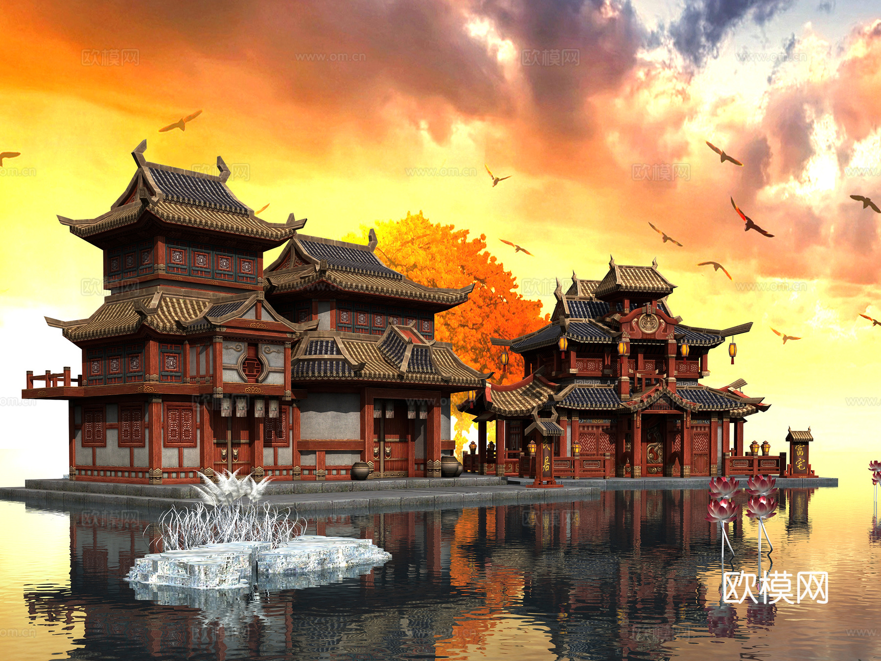 古建 中式建筑 阁楼 仙境3d模型