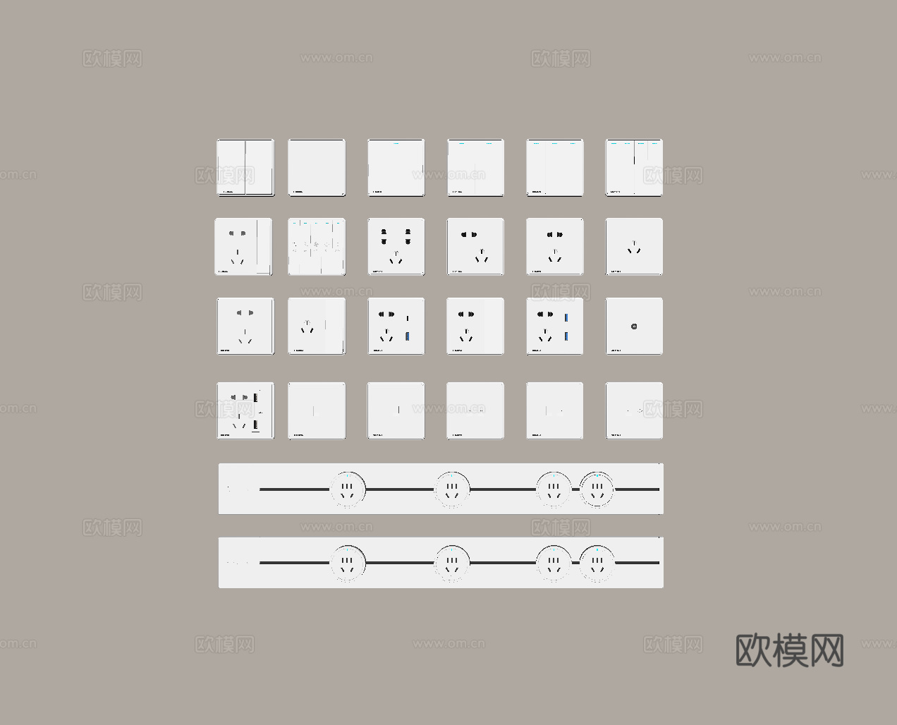 插座 轨道插座 移动插座 电源开关su模型