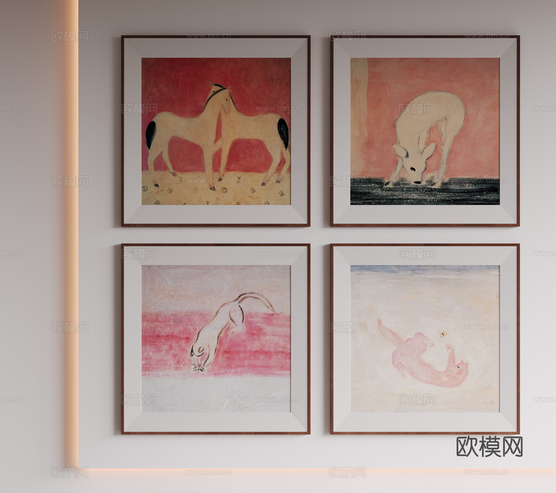 现代极简装饰画 侘寂中古风挂画 奶油风装饰画 意式挂画 黑白3d模型