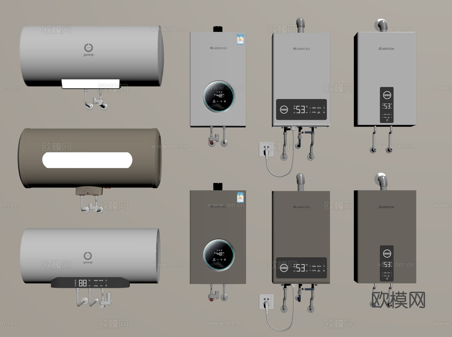 现代热水器 燃气表su模型