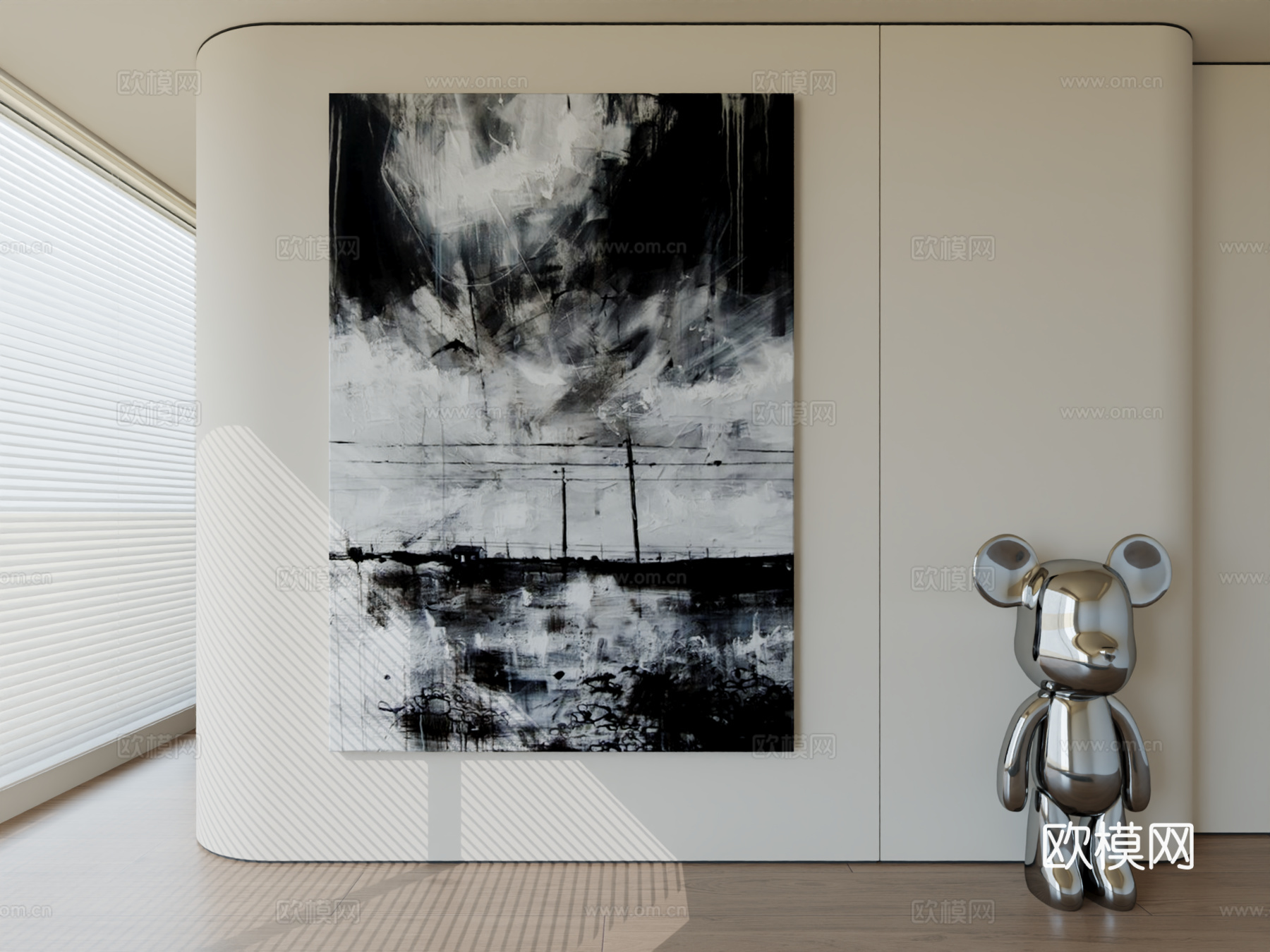 现代极简挂画抽象艺术挂画免费3d模型