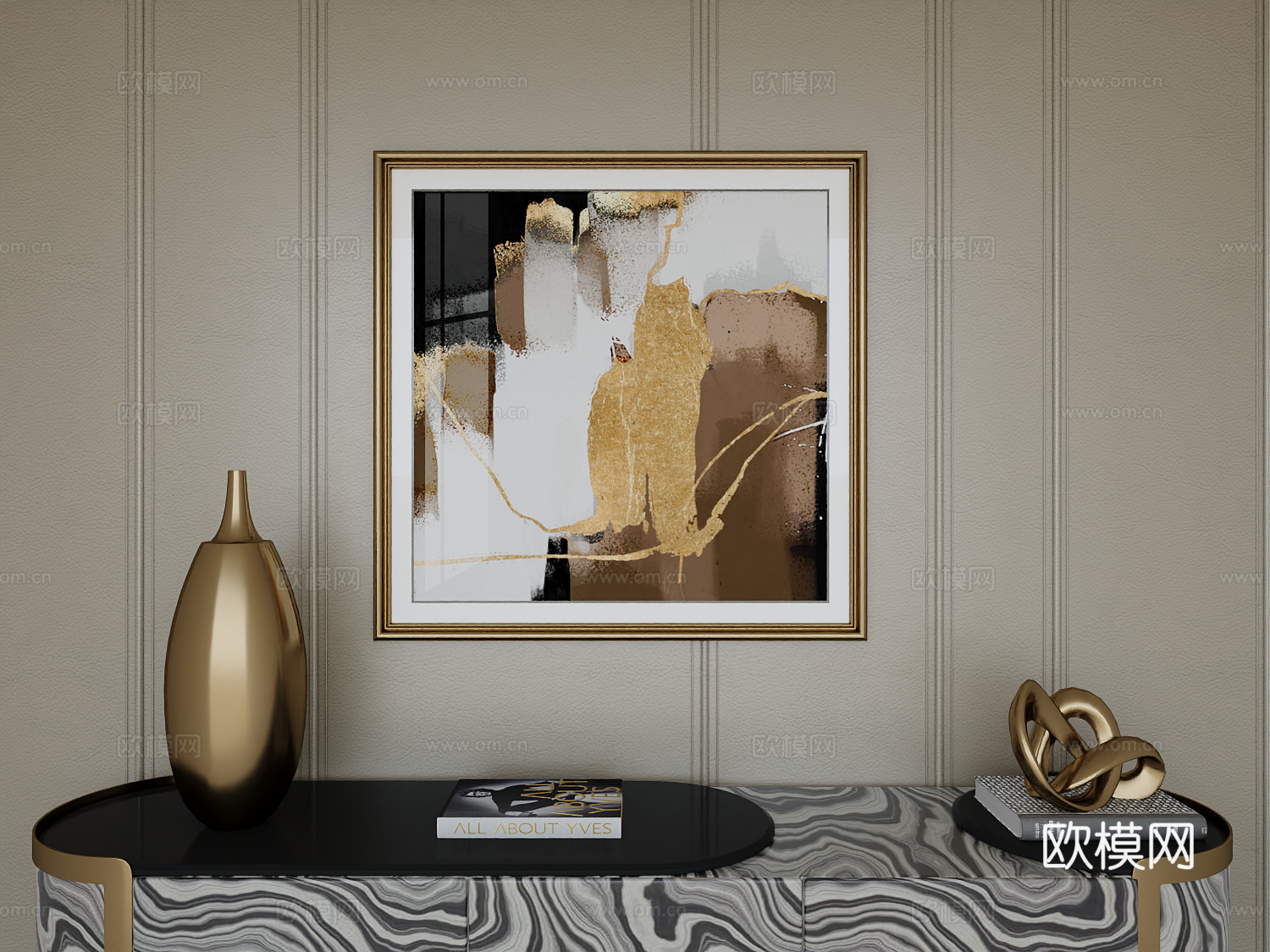 意式轻奢高级挂画3d模型下载