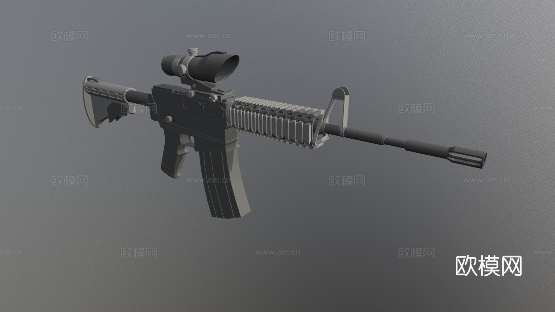 M4A1-ACOG(低多边形版)3d模型