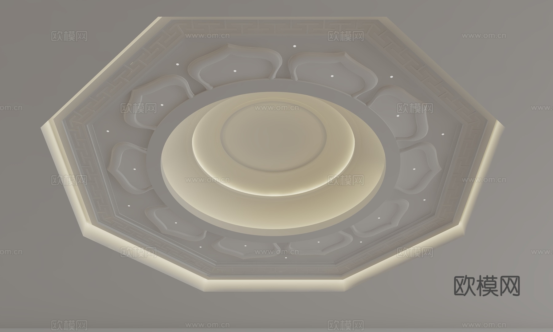 新中式天花吊顶3d模型
