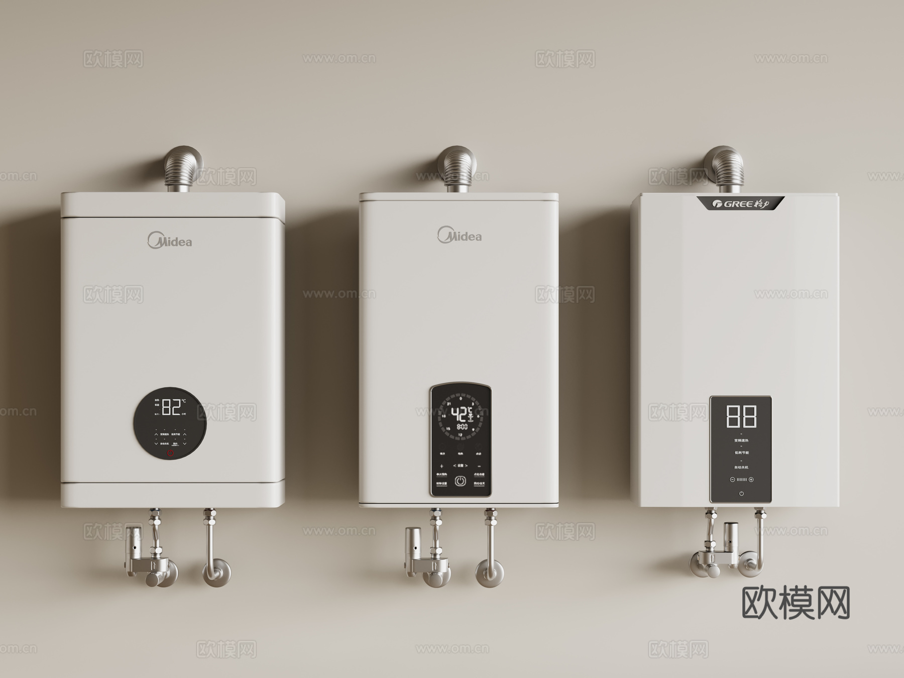 现代热水器 燃气表su模型