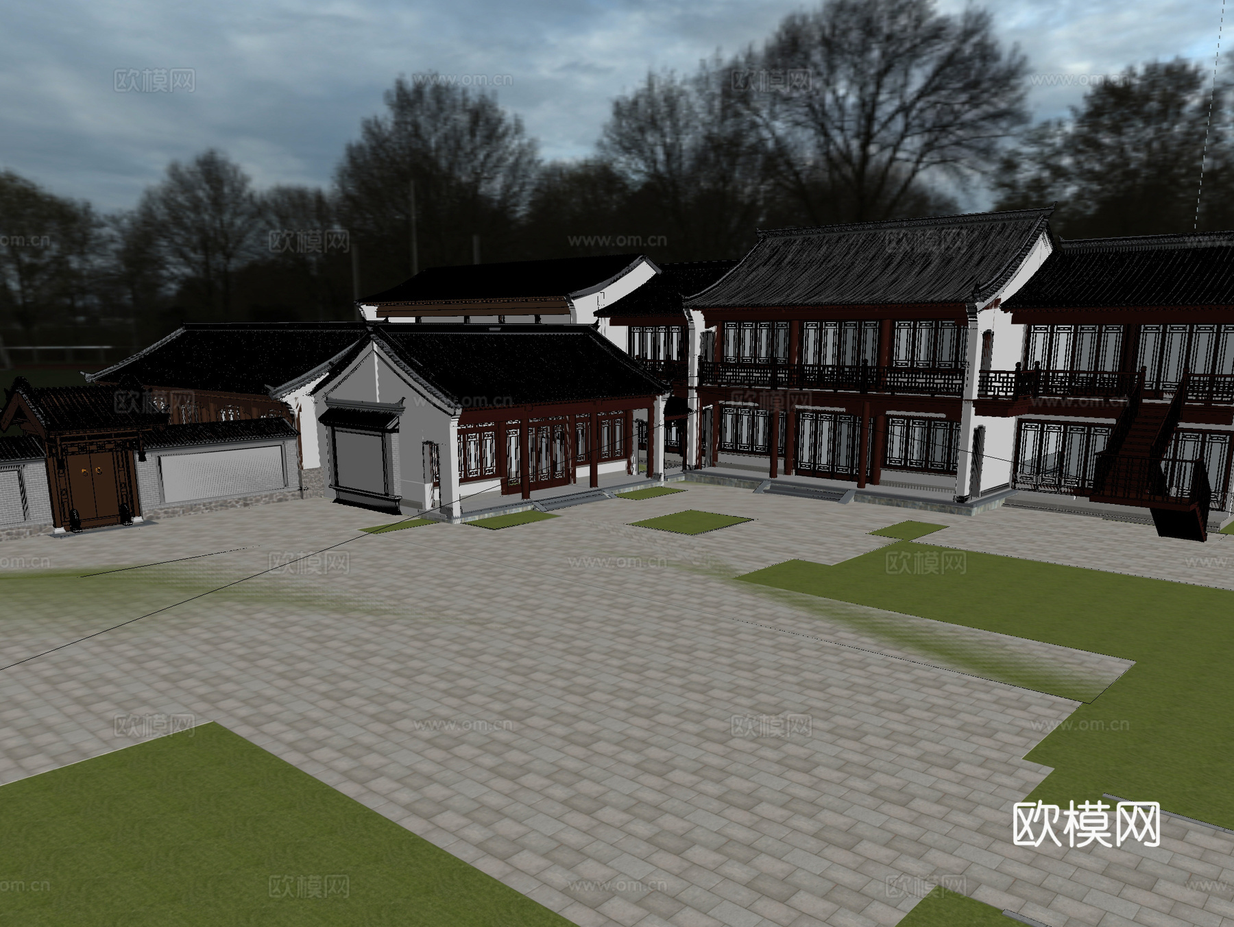 古建 民宿 中式建筑 灰派3d模型