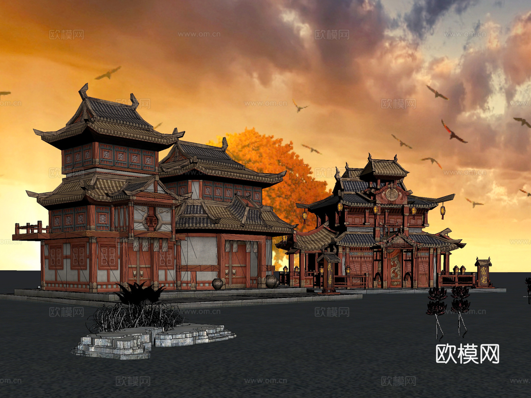 古建 中式建筑 阁楼 仙境3d模型