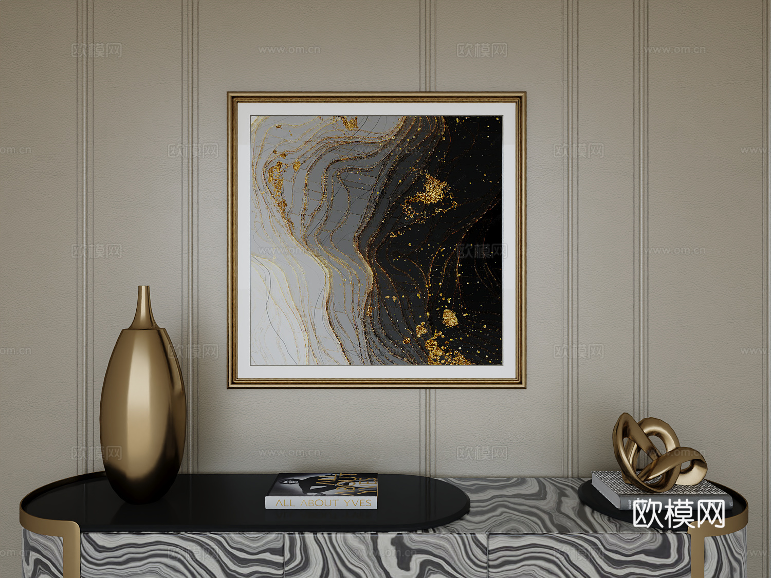 意式轻奢高级挂画3d模型下载