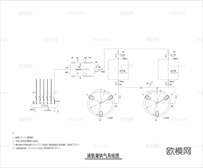 医疗5立方液氧灌供气图cad施工图下载(渲染图2)