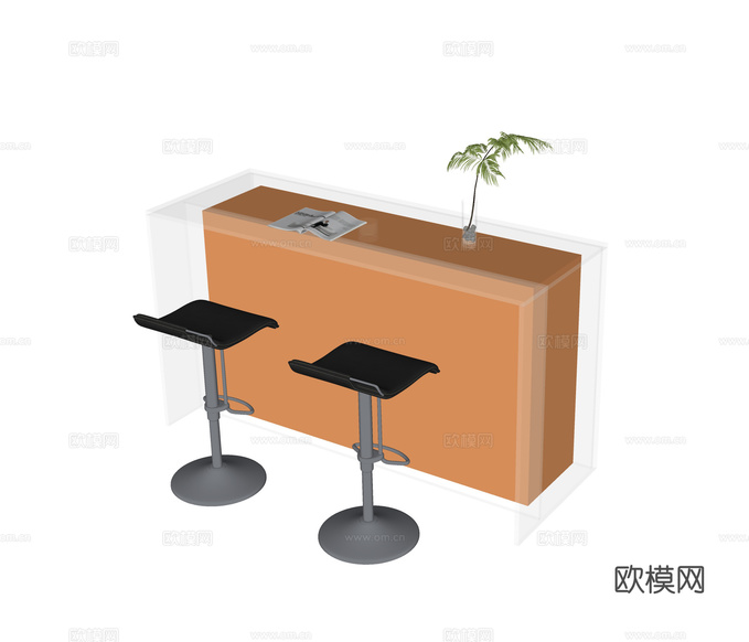 现代吧台吧椅su模型下载(渲染图2)