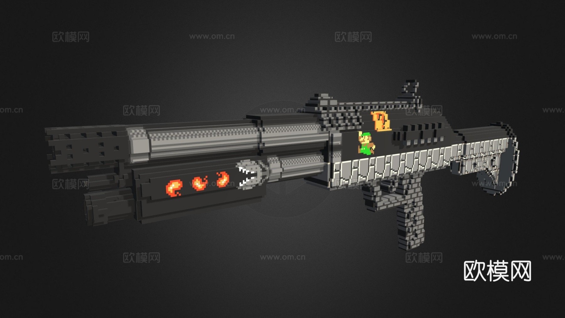 体素雷明顿870复古包一拳（立方64X）3d模型
