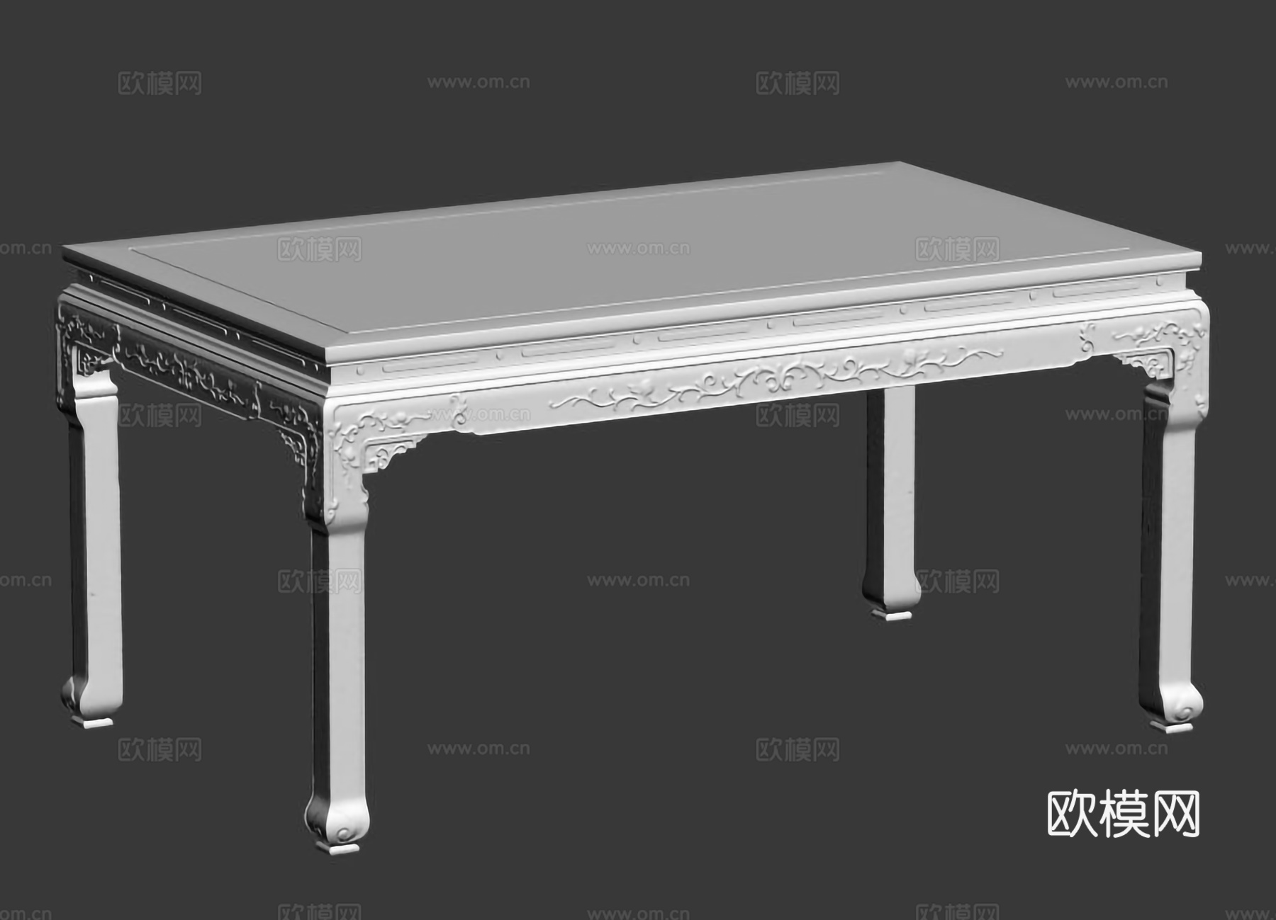 欧式餐桌 中式雕花 实木红木3d模型