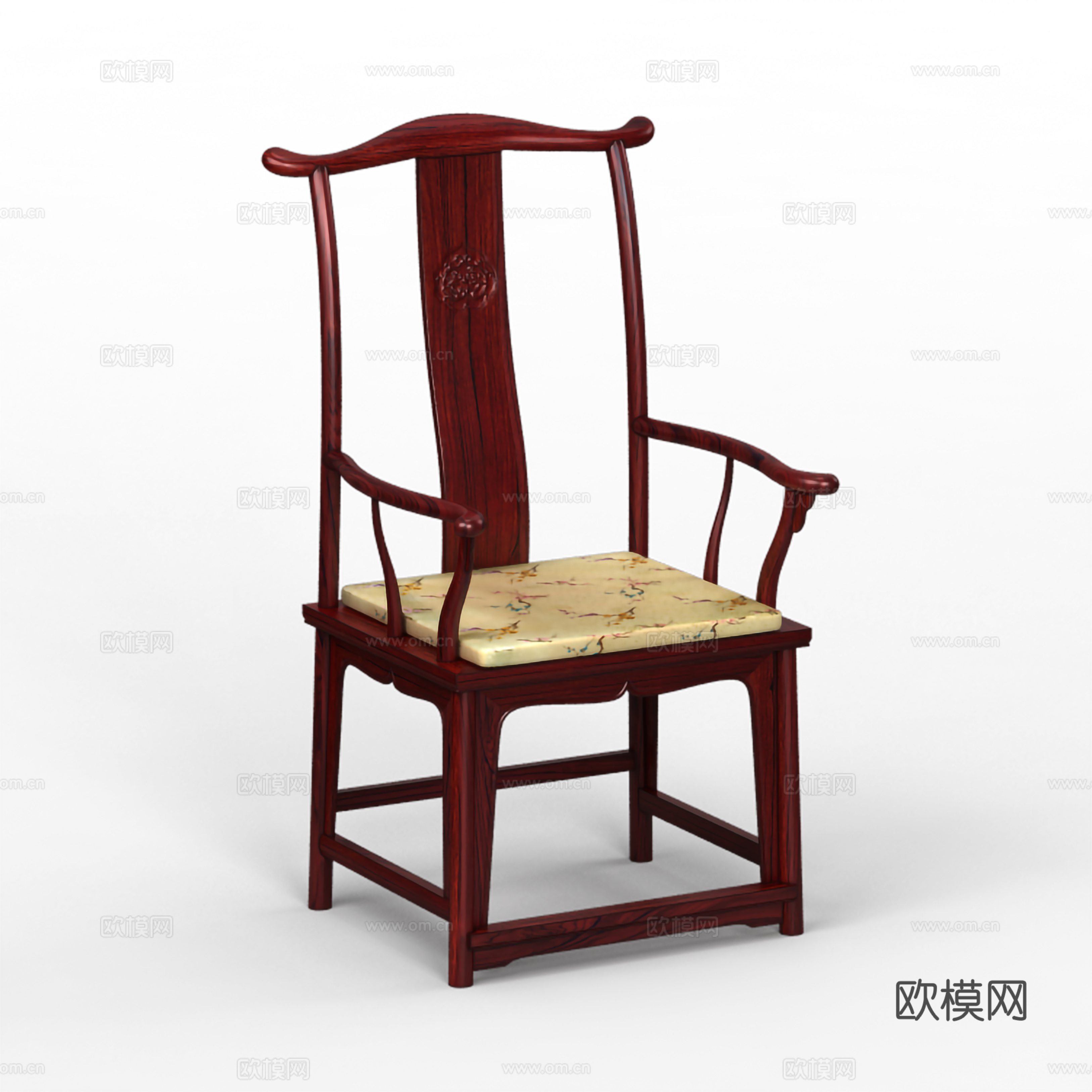 中式官帽椅 扶手椅 实木红木3d模型