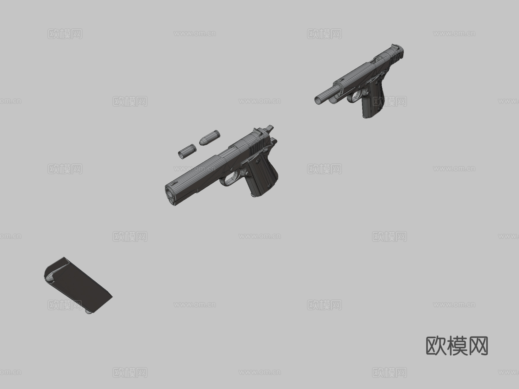 二战1911手枪3d模型
