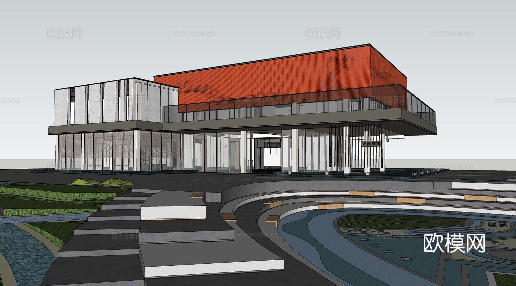 现代售楼部建筑 美术馆建筑 展馆建筑 公共建筑su模型