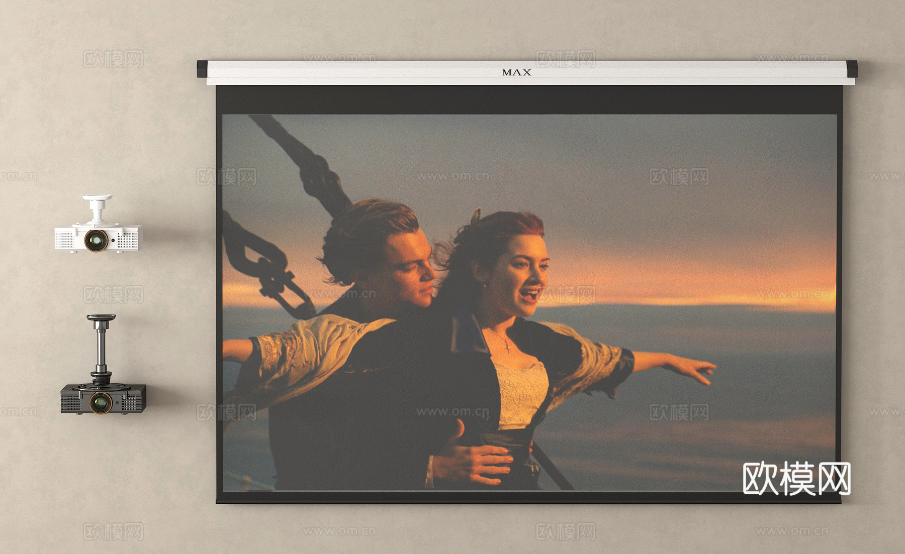 投影仪 幕布3d模型
