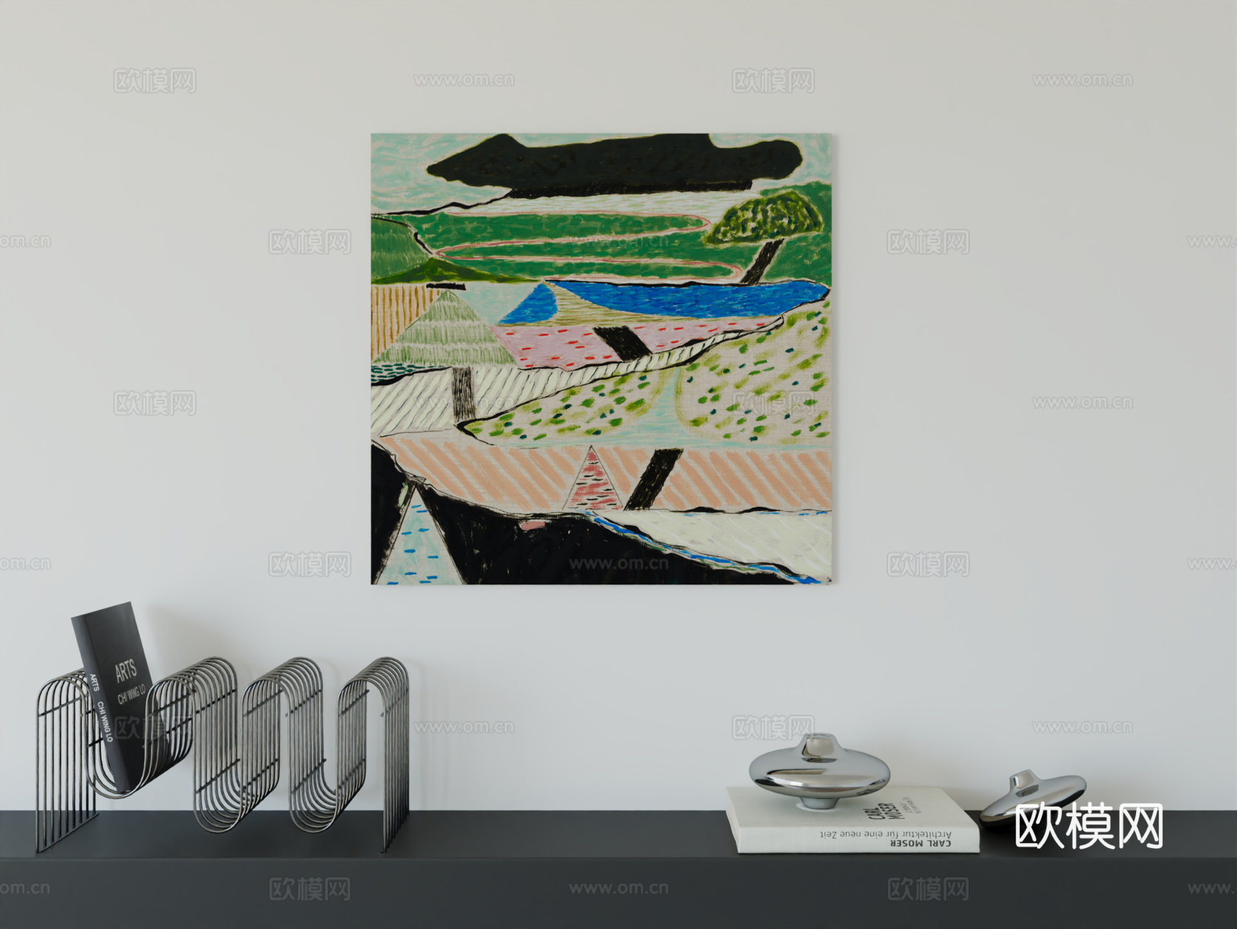 现代简约挂画包豪斯艺术挂画3d模型