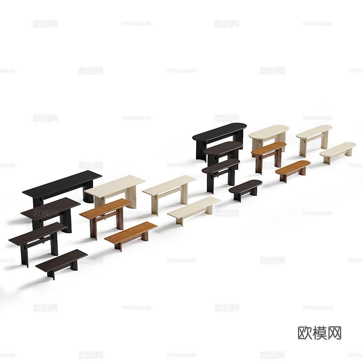 现代意式实木玄关柜 端景台3d模型