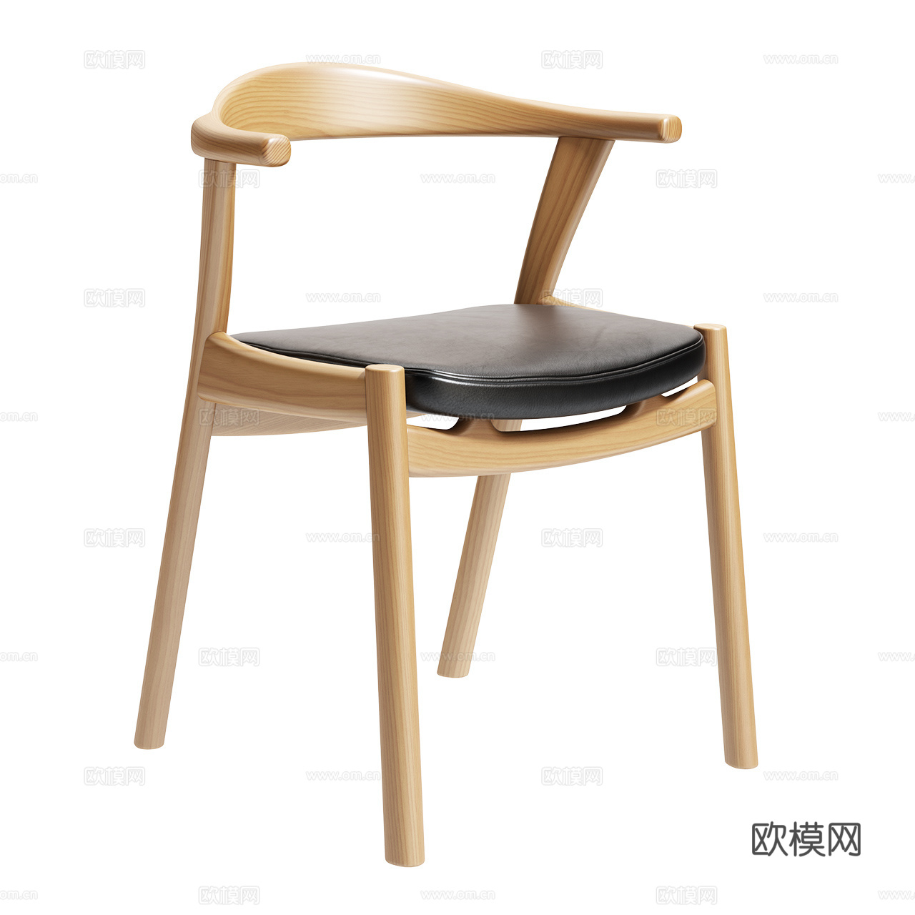Gemla 北欧单椅 极简单椅 原木单椅 实木餐椅 皮椅3d模型