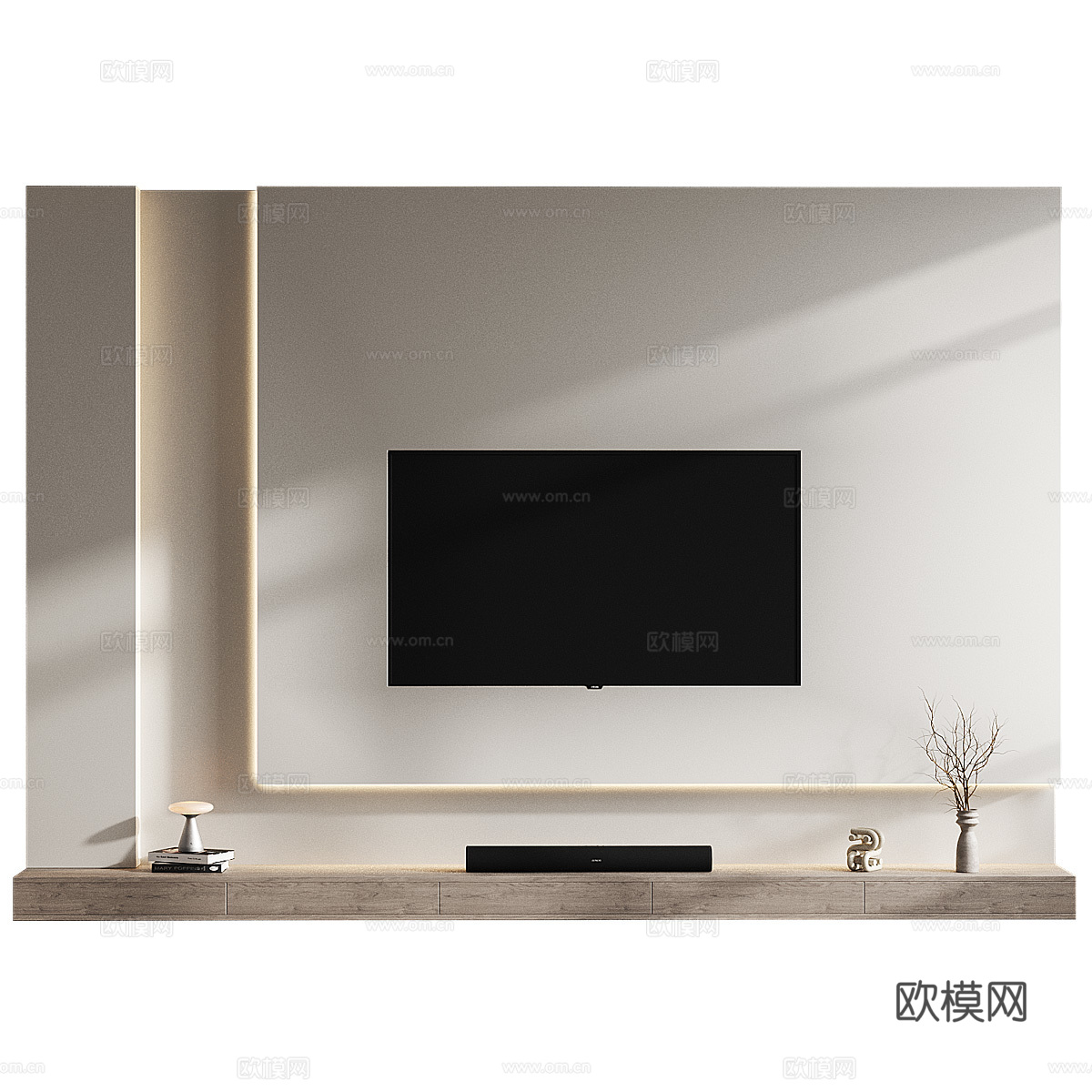 现代极简电视背景墙3d模型