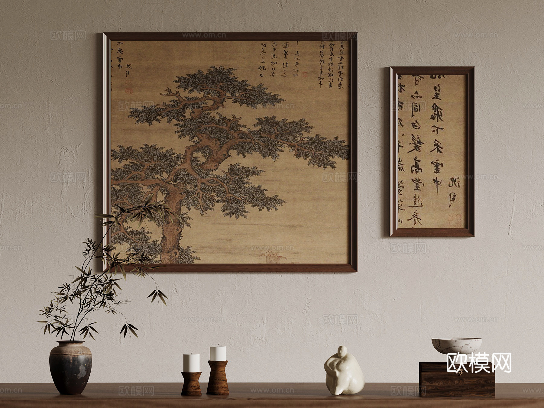 挂画 中古风挂画 摆件组合3d模型