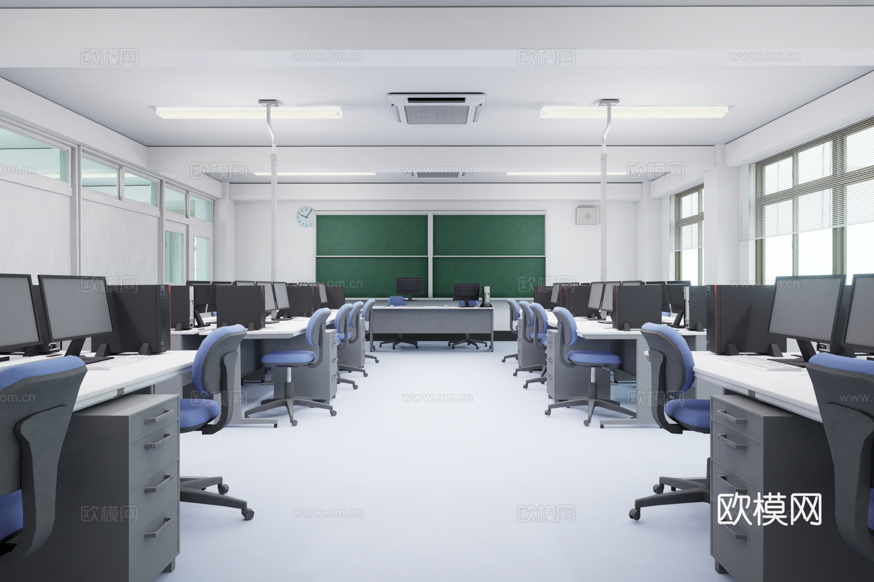 计算机教室3d模型