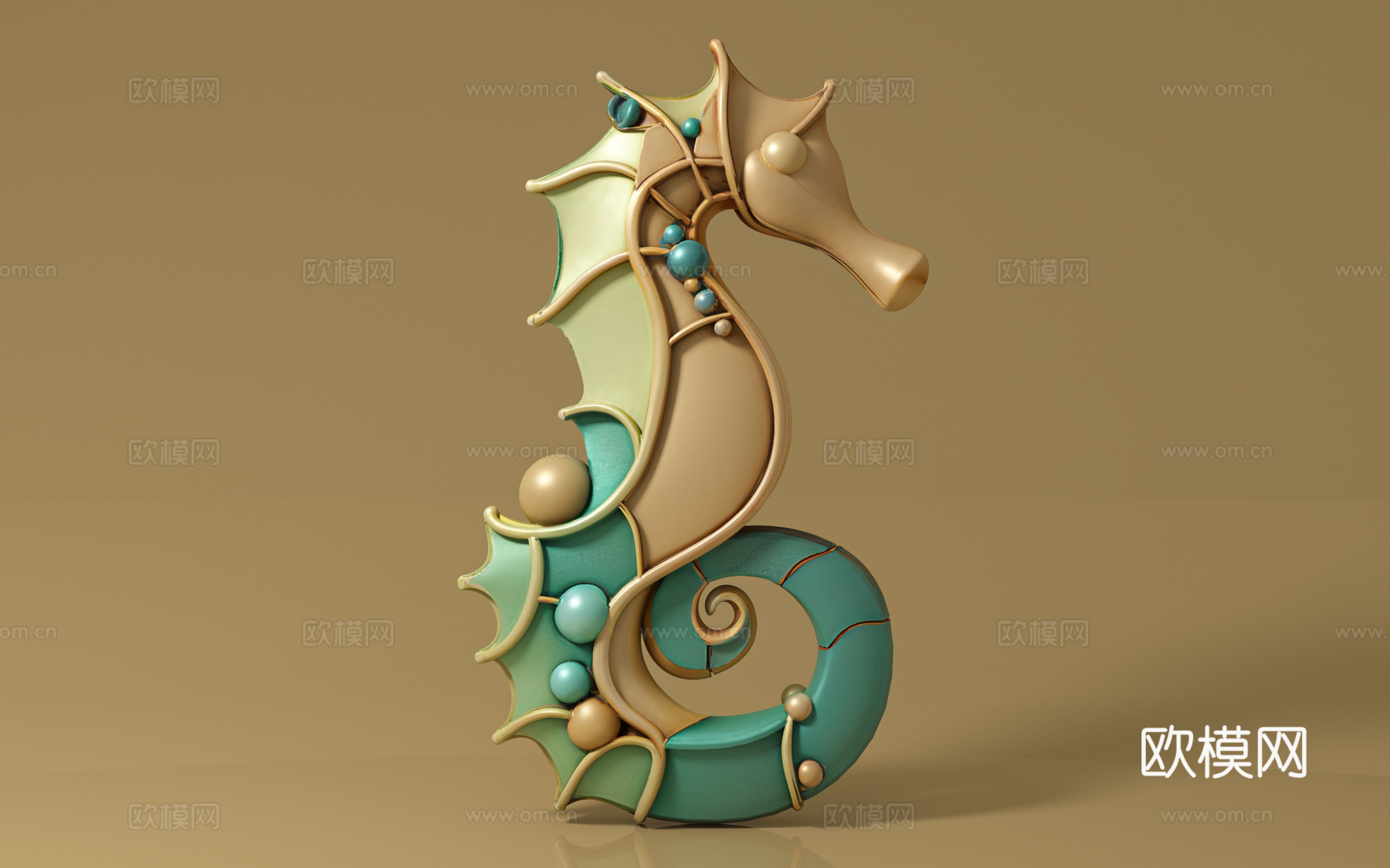 海马雕塑抽象风格 艺术创意 手办摆件 动物雕塑 雕像雕刻 美3d模型