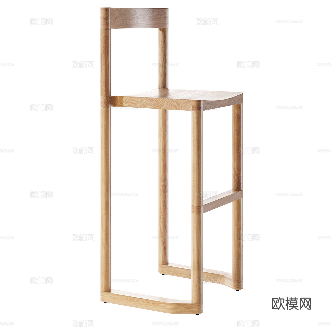 Resident 极简吧椅 北欧吧椅 原木吧椅 实木吧椅3d模型