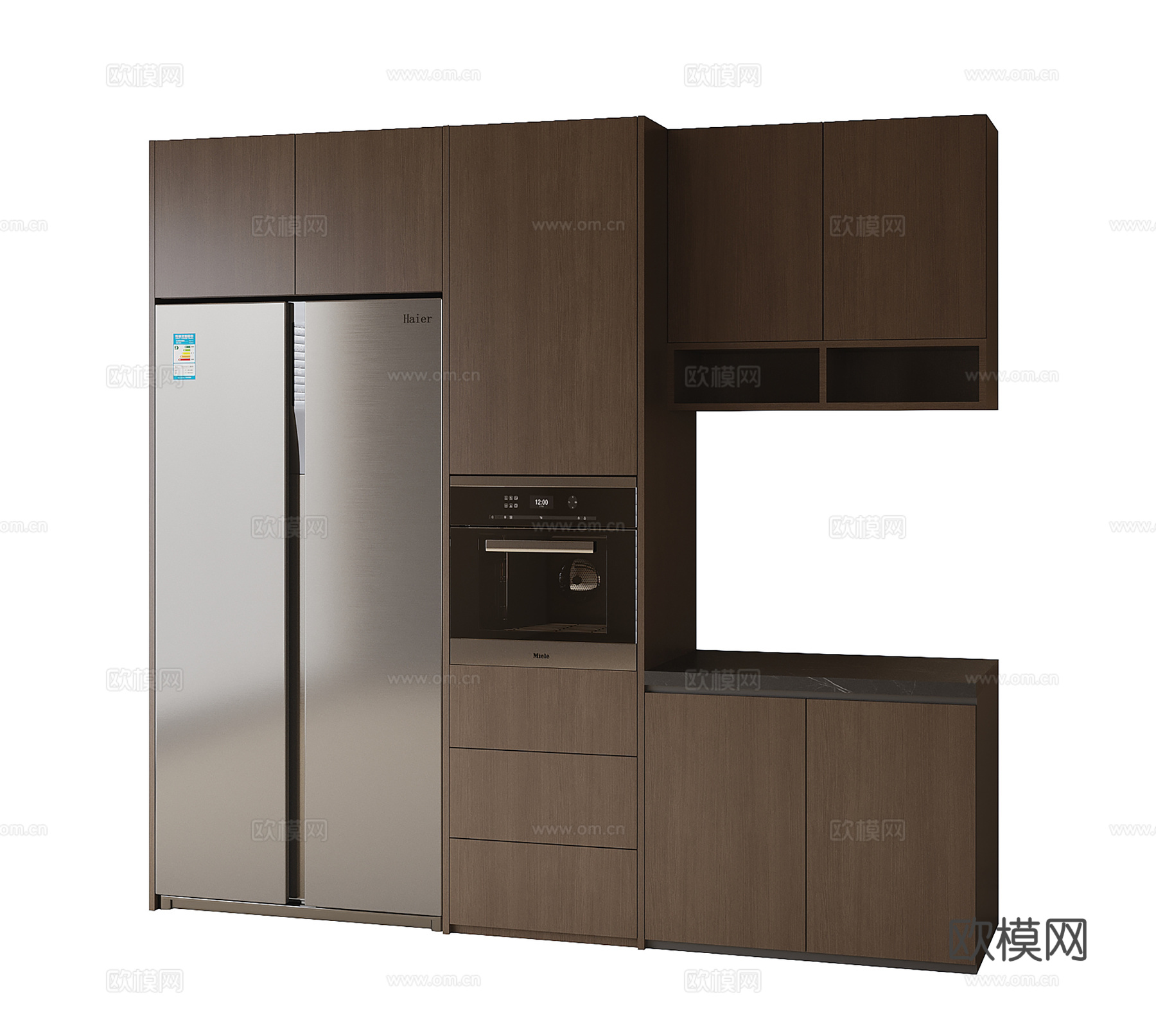 现代冰箱柜 冰箱 餐边柜3d模型