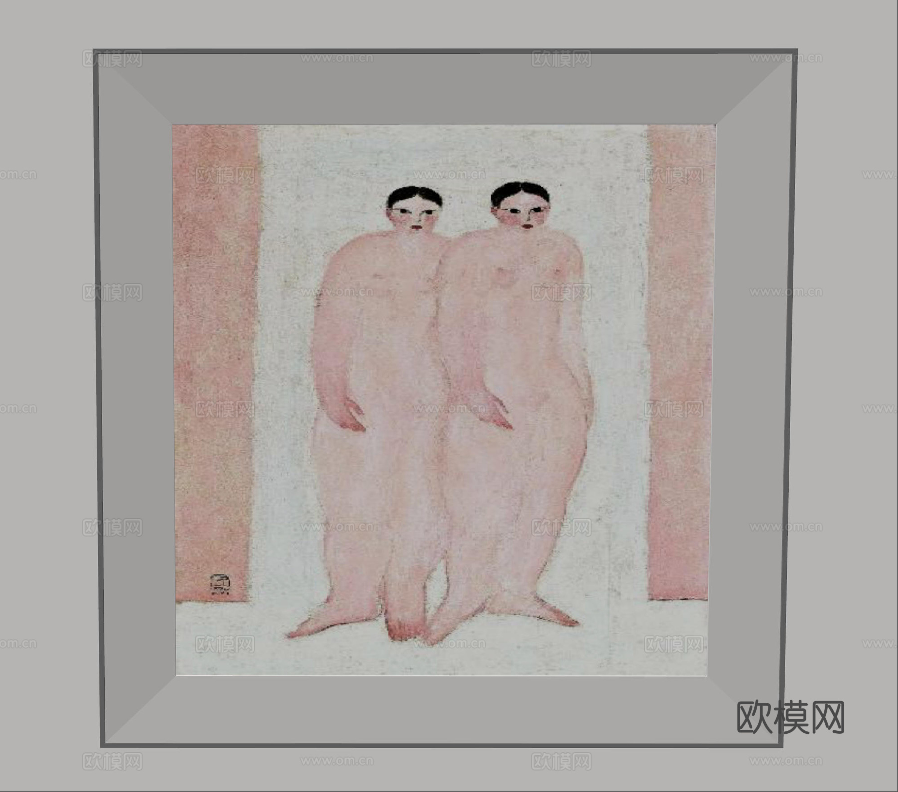 现代极简装饰画 侘寂中古风挂画 奶油风装饰画 意式挂画 黑白su模型