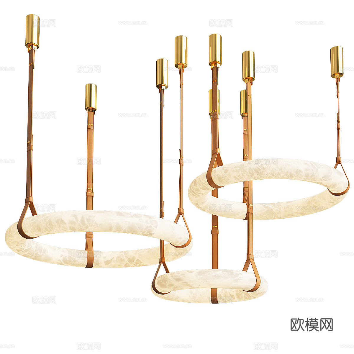现代意式墙饰皮革装饰吊灯3d模型