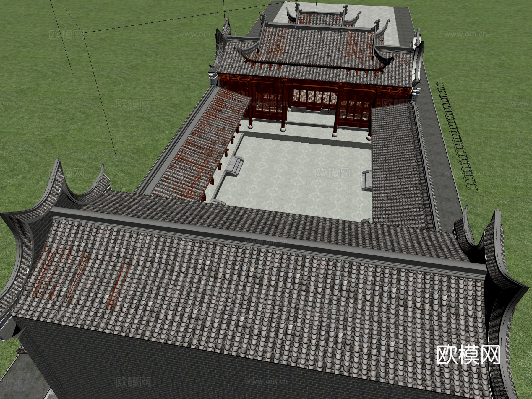 古建 四合院 祠堂 中式建筑 灰派 小镇3d模型