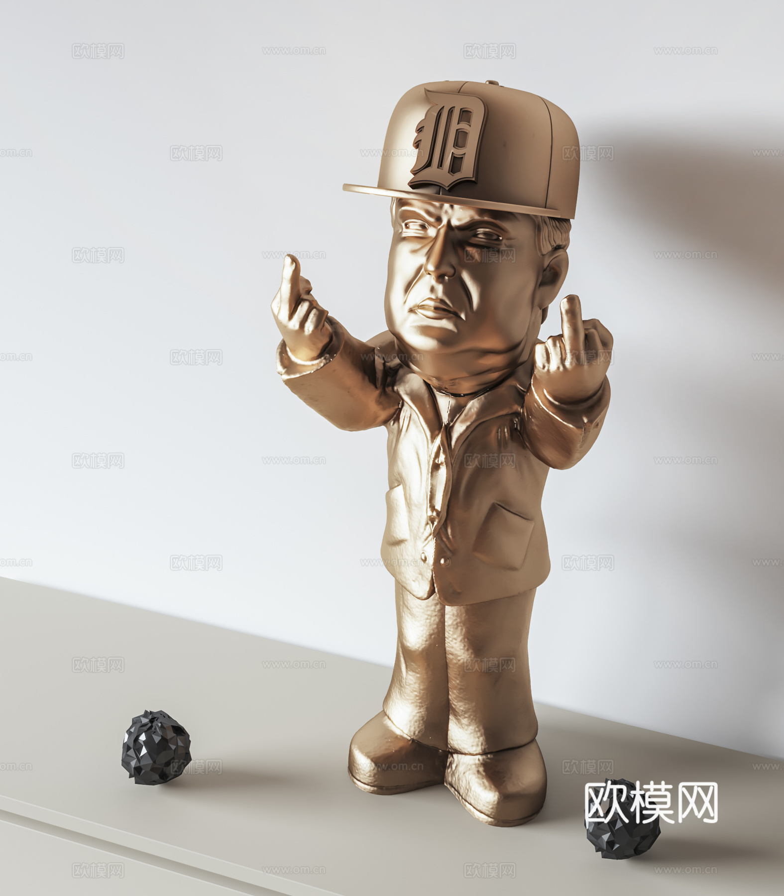 现在嘻哈人偶雕塑3d模型