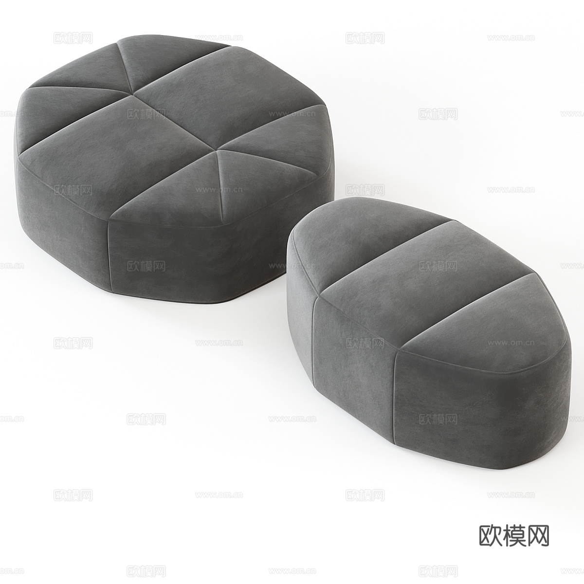 现代布艺沙发凳 脚踏3d模型