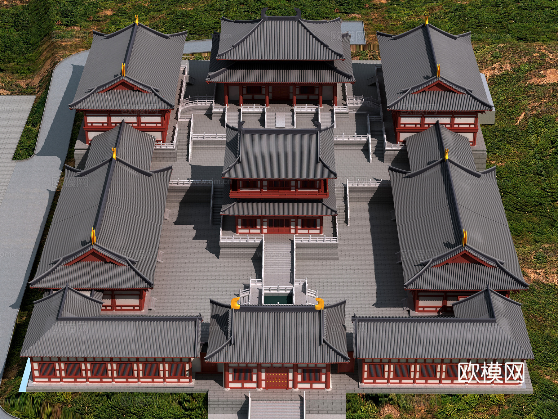 古建 寺庙 唐式 中式建筑3d模型