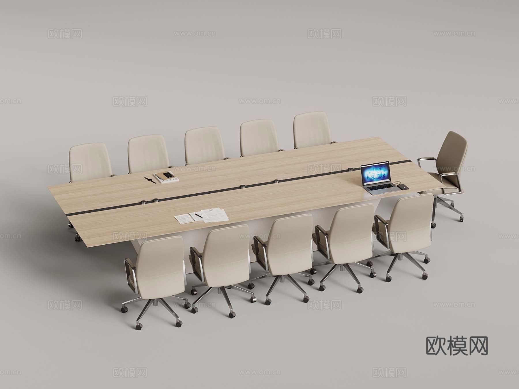 现代会议桌 办公室桌椅 会议台3d模型