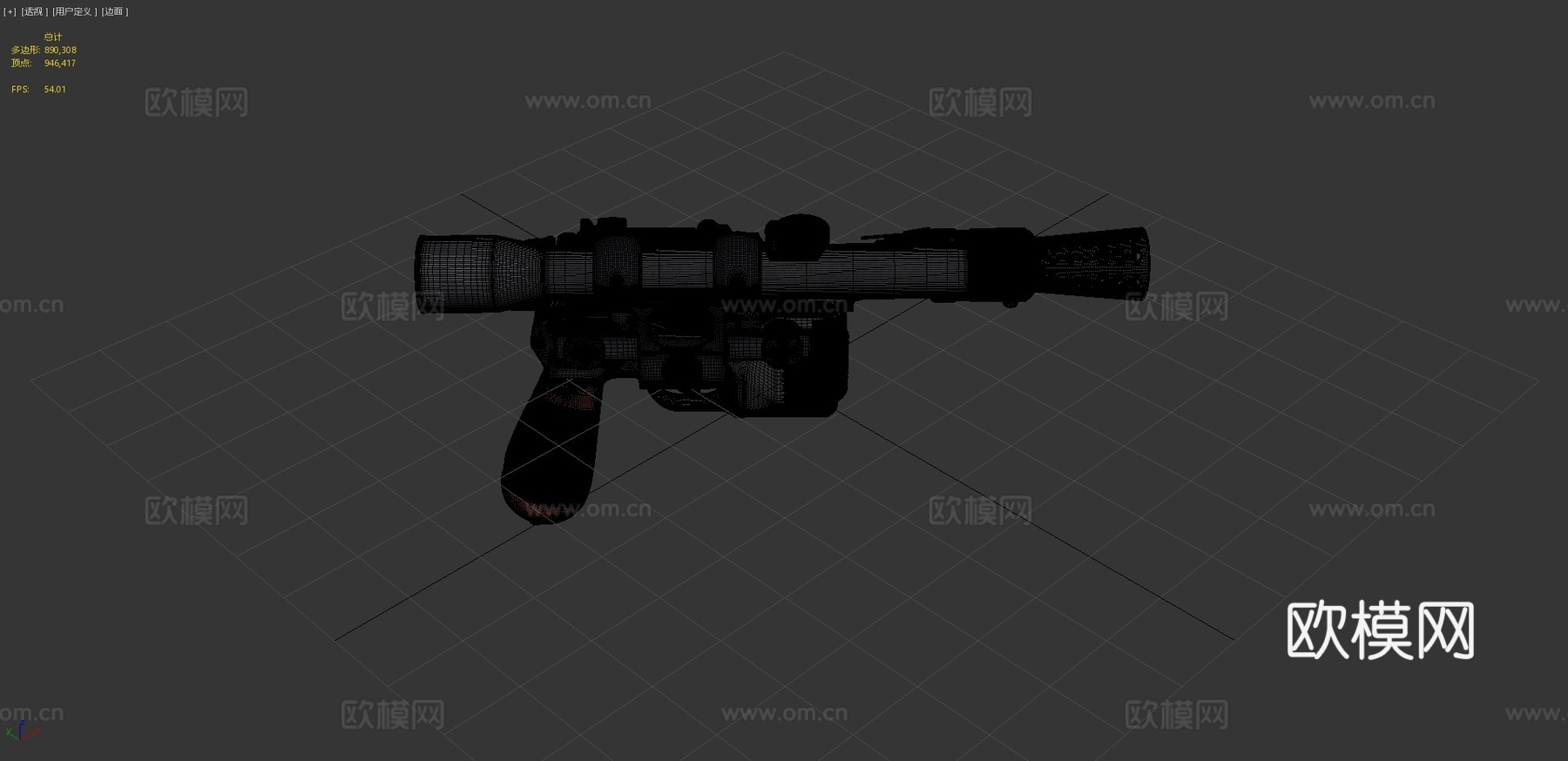 汉·索罗的DL-44重型爆破枪3d模型