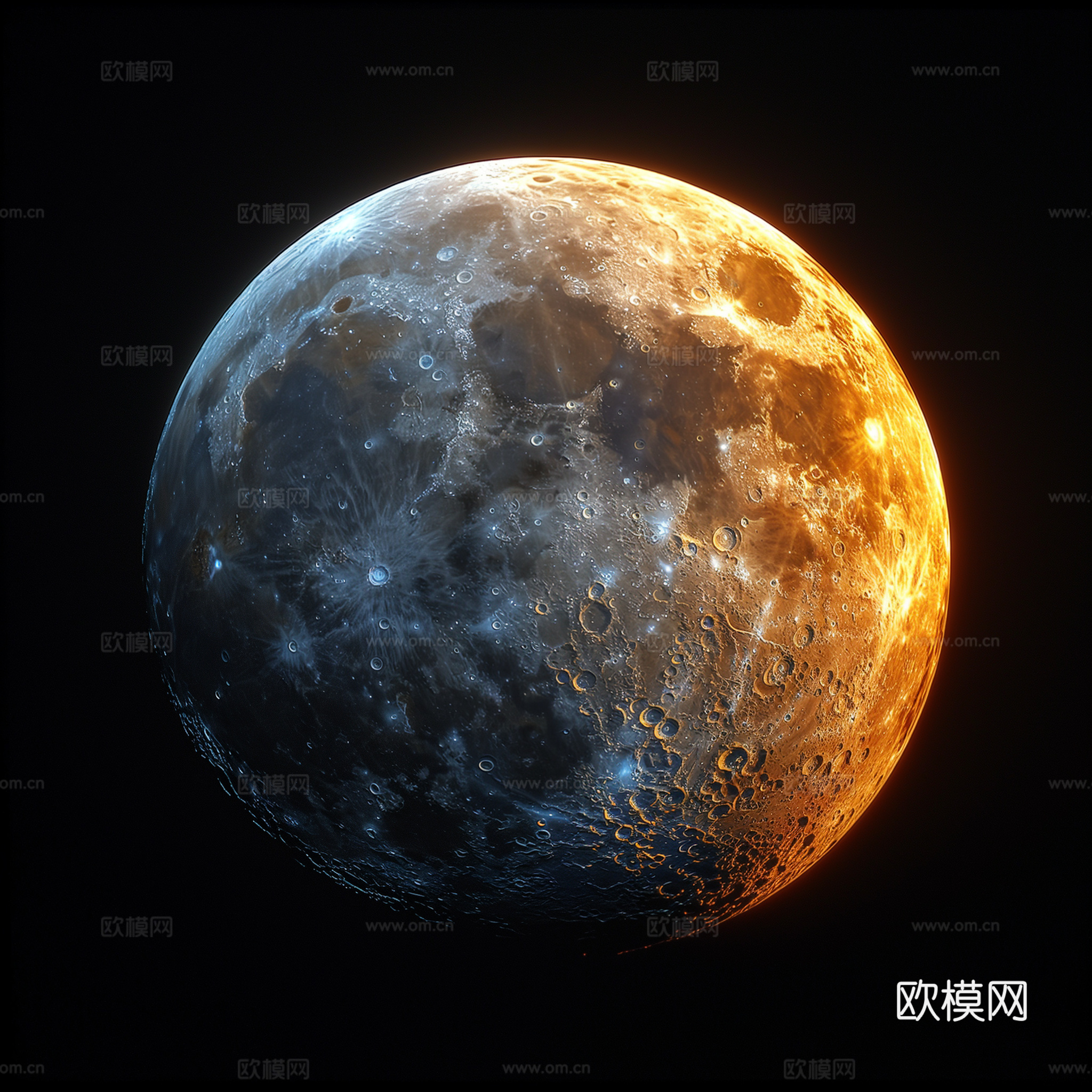 月球灯星球月亮陨石表表面