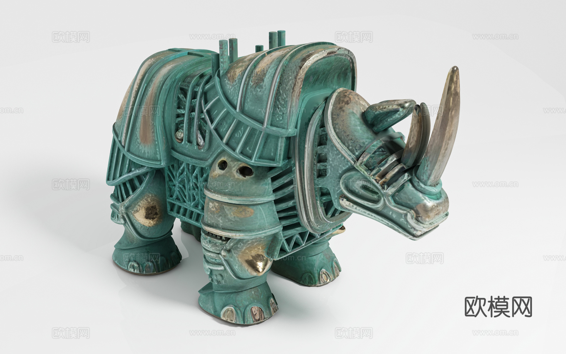 犀牛犀角兽动物 三星堆风格 青铜器 雕塑雕刻 摆件装饰 饰品3d模型
