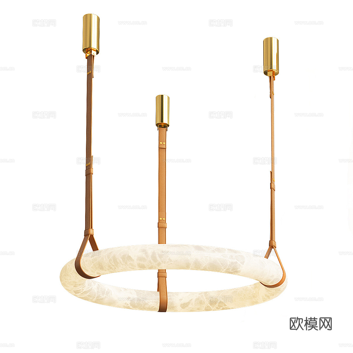 现代意式墙饰皮革装饰吊灯3d模型