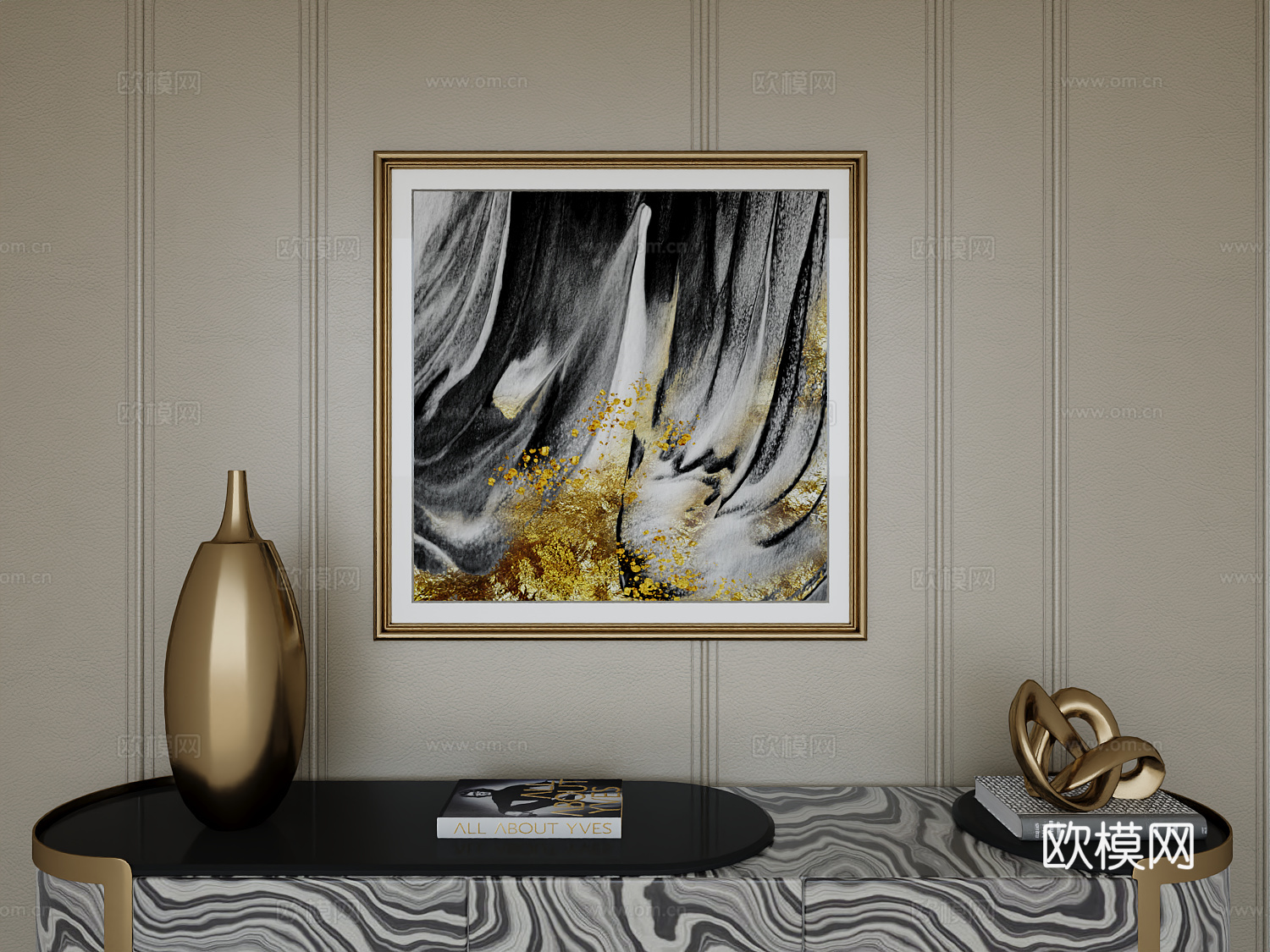 意式轻奢高级挂画3d模型下载