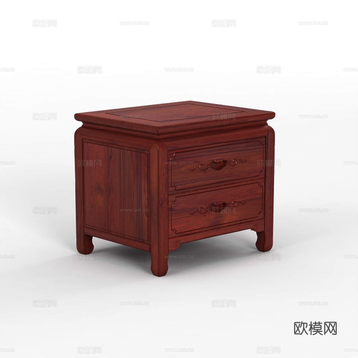 中式床头柜 雕花柜门 实木红木3d模型