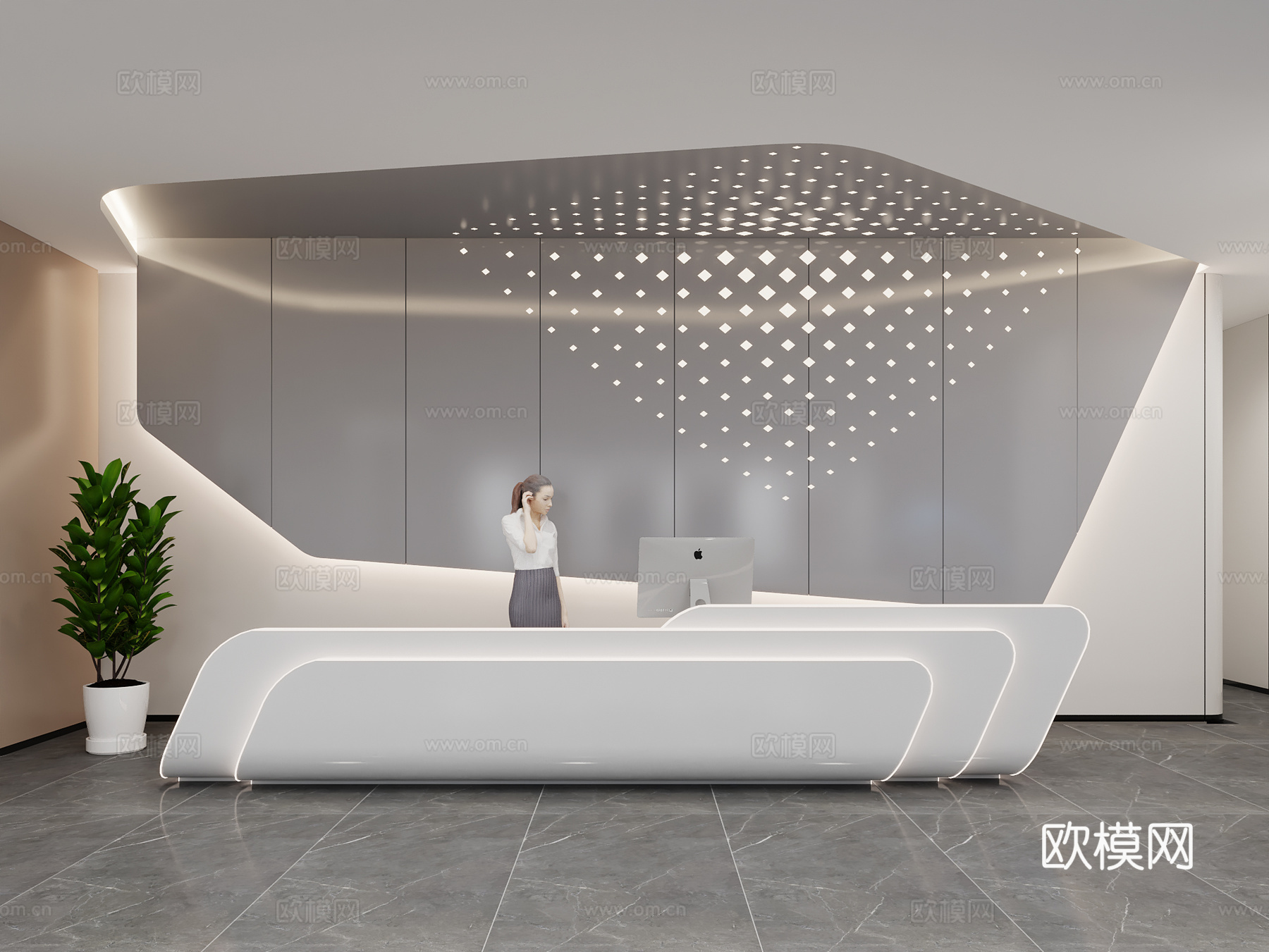 前台接待台 企业背景墙 公司背景墙  公司形象墙3d模型